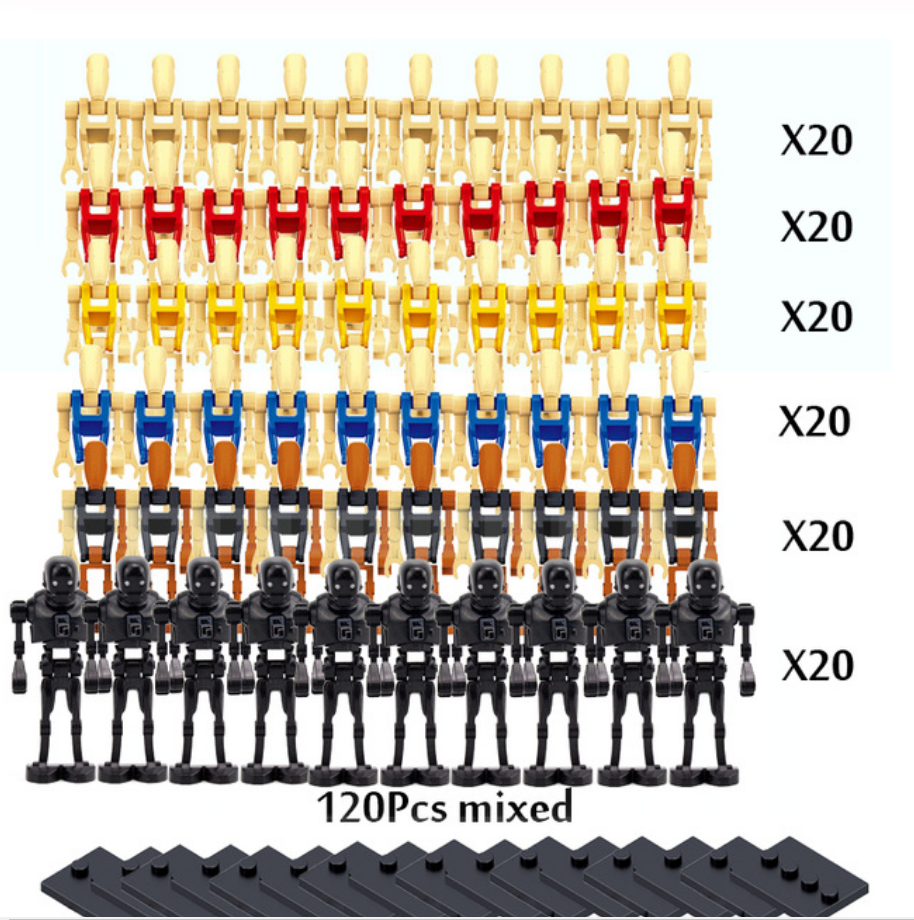 120Pcs Mixed Battle Droid 5 Color & K2SO Trooper Star War Minifigures Custom Toy