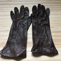 Vintage 1990s Lord &amp; Taylor Women&#39;s Leather Gloves Brown Size 6 Mid sleeve - $29.69