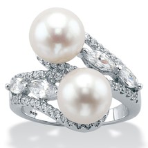 Womens Sterling Silver Freshwater Pearl Ring Size 6 7 8 9 10 - £79.92 GBP