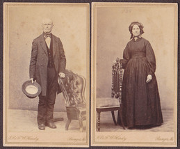 Civil War Era Couple (2) Carte de Visite (CDV) Photos - Bangor, Maine - £11.55 GBP