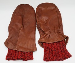 Gates Mens Lined Brown Leather Gloves Mittens Size Medium - £19.46 GBP