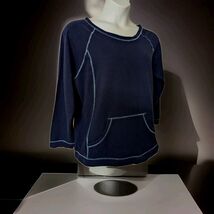 Cacique Women's Size 18/20 Long Sleeve kangaroo pocket Blue Cotton spandex - $12.86