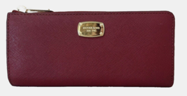 New Michael Kors Jet Set Item Large Three-Quarter Zip Wallet Leather Cherry - £60.86 GBP