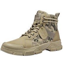 Snow Boots For Men Winter Shoes Man Warm Plush Leather Boots High Top Military B - £43.22 GBP