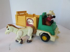 1979 FISHER PRICE #330 HUSKY HELPERS RODEO TRUCK 10.25&quot;L  HORSE &amp; COWBOY... - £10.98 GBP