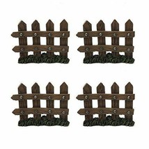 Enchanted Garden Decorative Wooden Picket Fence Pack of 4 Mini Fairy Garden - £18.35 GBP