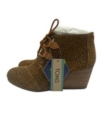 Toms Kala Ankle Wedge Bootie Mini Cheetah Suede Boots Womens 8 - $44.54