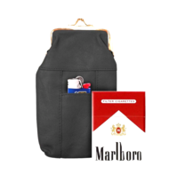 100% Genuine Leather Cigarette Case with Lighter Pocket, Black - £9.42 GBP