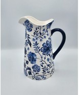 Pier 1 Azure Floral 10&quot; x 6&quot; Hand Painted Blue And White Ironstone Drink... - $752.48 MXN