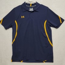 Under Armour Men&#39;s Polo Shirt Size L Large Blue Loose Fit HeatGear Short Sleeve - £14.13 GBP