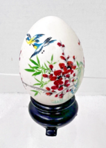 Vintage Hand Painted Egg w Stand Asian Floral w Birds Design - $18.32