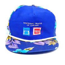 RARE Vintage WHITEGMC Floral Snapback Trucker Hat Cap Blue Purple White ... - $41.68 CAD