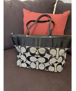 Coach Classic Black/Gray Tote Pocketbook Authentic- Leather &amp; Canvas - $54.32 CAD
