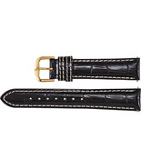 Men&#39;s 24mm Regular Black Leather Alligator Grain Heavy Padded Watch Stra... - $61.80 CAD