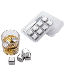 Whiskey Stones Set, 8 Pack Silver Wine Stone Stainless Steel Ice Spheres... - £17.52 GBP