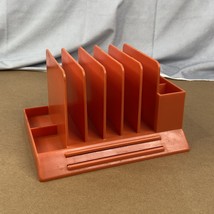 VTG MCM Max Klein Co. Desk Organizer Letter Holder Mod Retro Plastic Orange - $26.32