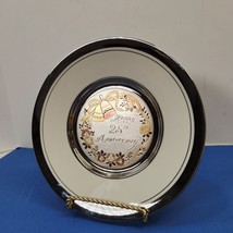 Dynasty Gallery Art Of Chokin Silver Edge Japan Happy 25th Anniversary Plate 6.5 - £14.71 GBP