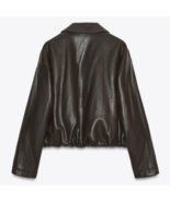 ZARA BNWT 2025. DARK BROWN FAUX LEATHER BOMBER JACKET. 6318/253/716 - $107.80