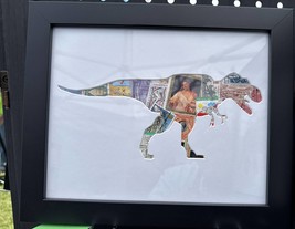 T-Rex! - Vintage Postage Stamp Collage Art - £54.27 GBP