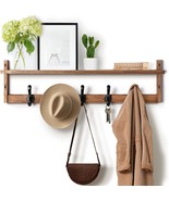 Tatub 29&#39;&#39; Coat Rack Wall Mount With Shelf, Wood Wall Hooks With, Rustic... - $53.38 CAD