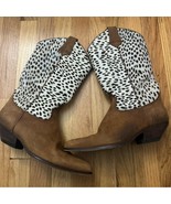 Cheetah Print Suede Cowboy Boots Guess By Georges Marciano - $2,340.19 MXN