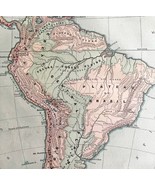 1879 Map Of South America Brazil Victorian Geography 1st Edition DWAA9 - £62.57 GBP