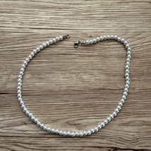 Faux Pearl Necklace 6mm 18&quot; Round White Shell Pearl Choker Necklace NEW - $17.74
