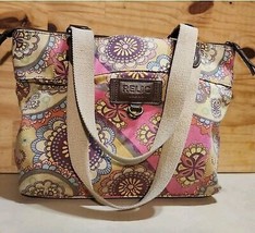 Relic Brand Canvas Shoulder Bag Purse Pink Floral Zip Top USED - £20.42 GBP