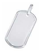 Italian Sterling Silver Plain Raised Border Men Dog Tag Pendant Engravable - $45.26 CAD+