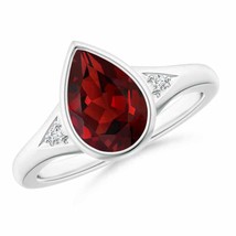 ANGARA 10x7mm Natural Garnet Ring with Diamonds in Silver for Women, Girls - £168.00 GBP+