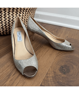 Jimmy Choo Glitter Fabric Isabel Peep Toe Pumps Heels 39.5 - €92,69 EUR