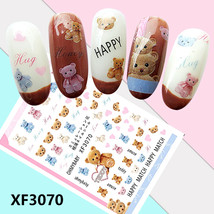 Nail Art 3D Decal Stickers pretty bear hug honey love amuse XF3070 - £2.54 GBP