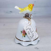 Vintage Shafford Musical Yellow Bird on Bell 5&quot; Figurine Ceramic Japan w Tag - $19.39