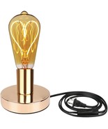 Industrial Table Lamp Reading Desk Modern Accent Gold Bedside Metal  Small Mini - $22.51