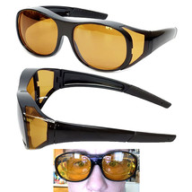 1 Polarized Sunglasses Cover Over Glasses Frame Night Driving Yellow Len... - $18.99
