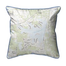 Betsy Drake Lake Caroline, MS Nautical Map Large Corded Indoor Outdoor Pillow - £43.41 GBP