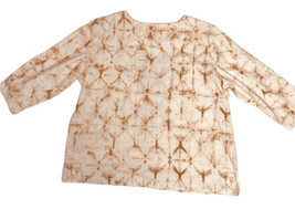 Alfred Dunner Dreamcatcher Top Shirt Petite L Beige Pullover Long Sleeve... - £14.93 GBP