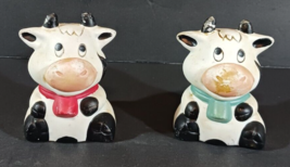 Vintage HOLSTEIN COW SALT PEPPER SHAKER SET Black &amp; White Porcelain Hand... - £4.62 GBP