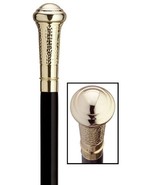 Walking Cane - Gold Men&#39;s straight formal cane with 3&quot; high cap, black w... - £35.88 GBP