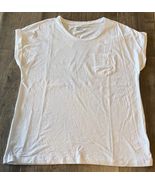 MAX STUDIO Favorite Tee White Round  Neck Pocket T Shirt Women Soft Casu... - $19.98