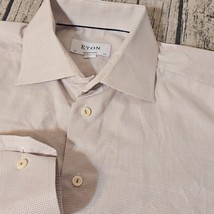 Eton Dress Shirt Mens 16.5 - 42 - 100% Cotton TWILL Salmon EUC L Oxford ... - $29.99