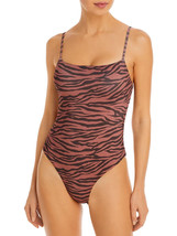 Aqua Swim Square Neck Animal Print One-Piece Swimsuit Tiger Stripe Brown S - £19.20 GBP