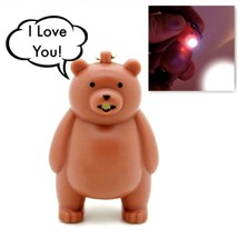 LED BEAR KEYCHAIN w Light and Sound Animal Toy Says I Love You Key Ring ... - £4.70 GBP
