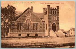 First Methodist Episcopal Church Detroit Minnesota MN 1910 Sepia DB Postcard J10 - £6.95 GBP