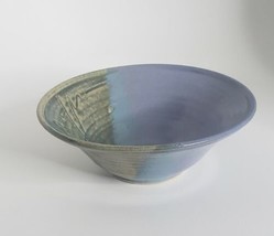 Drip Glazed Studio Art Pottery 7.25&quot; Bowl Periwinkle Blue Grey Signed  - £31.44 GBP