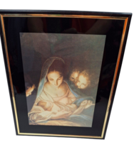 Vintage Holy Night Framed Print Italian Artist Carlo Maratta Christian Nativity - $29.69