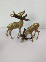 Vintage Brass Spotted Deer Doe MCM Large Cast Figurine Stag Buck Christmas Taiwa - £95.92 GBP