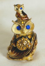 Cloisonné Jeweled Enamel Mini Hinged Trinket Box Owl - £15.85 GBP
