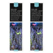 Nib Home Outdoor Solar Stake Accent Rotating 8 Hr Led Light Cute Butterfly 2 Set - £23.90 GBP