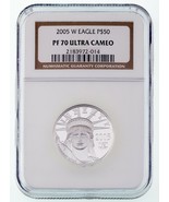 2005-W .9995 Platinum Statue Von Liberty 1/2 Oz. Bullion Münze NGC PF70 ... - $23,250.97 MXN